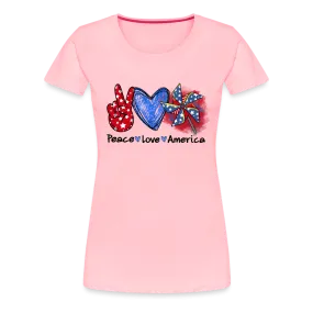 Peace, Love, America: Women's Premium T-Shirt