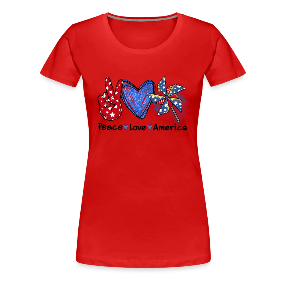 Peace, Love, America: Women's Premium T-Shirt