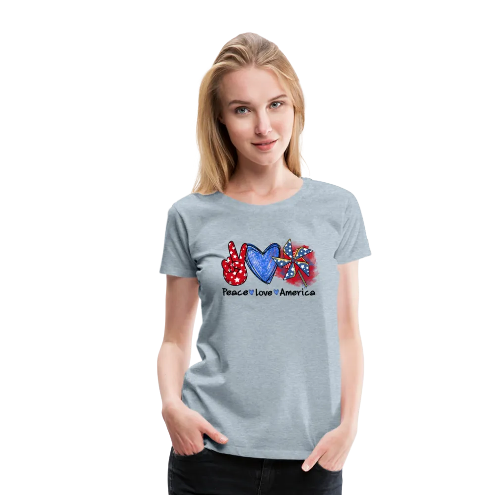 Peace, Love, America: Women's Premium T-Shirt