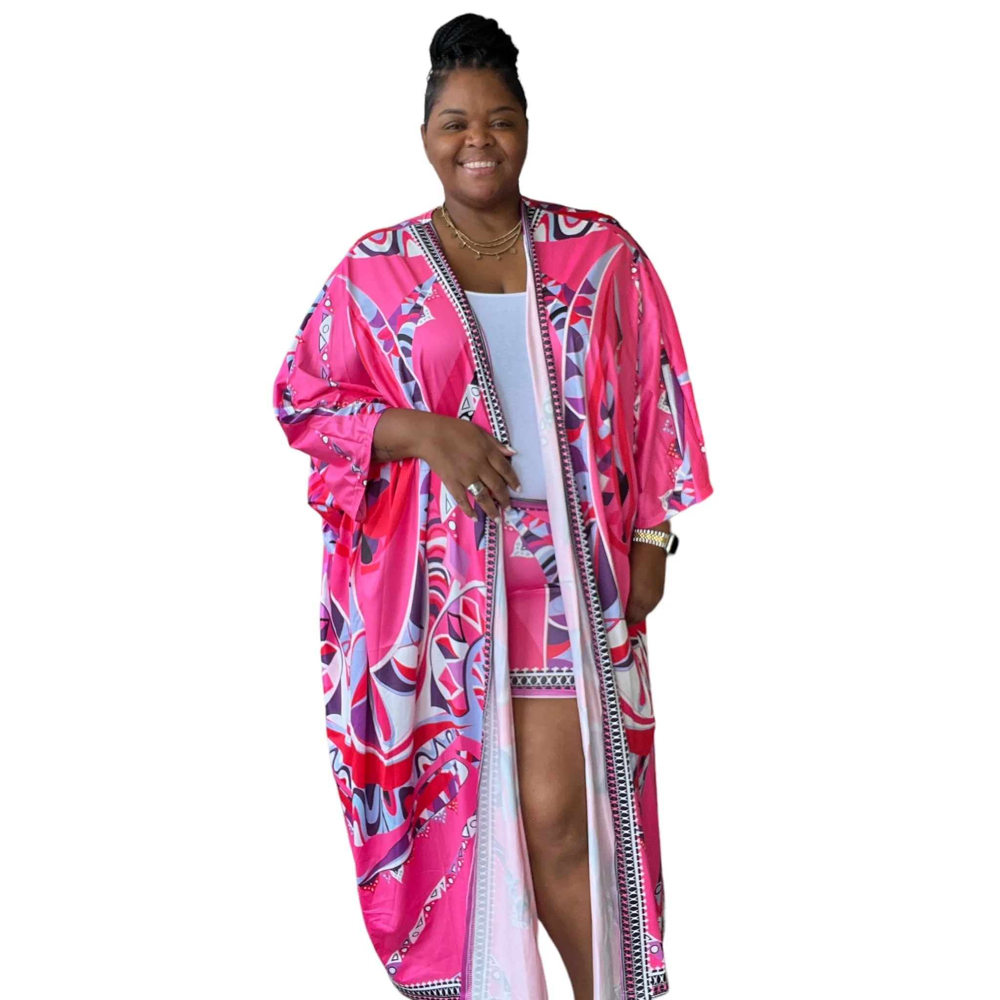 Plus Size Women's Summer Madness Kimono Set