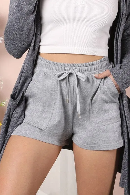 Pocket Detailed French Terry Shorts with Side Slit