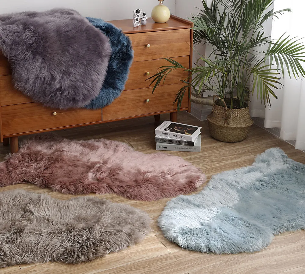 Premium Australian Sheepskin Wool Single Color Long Rugs 105cm