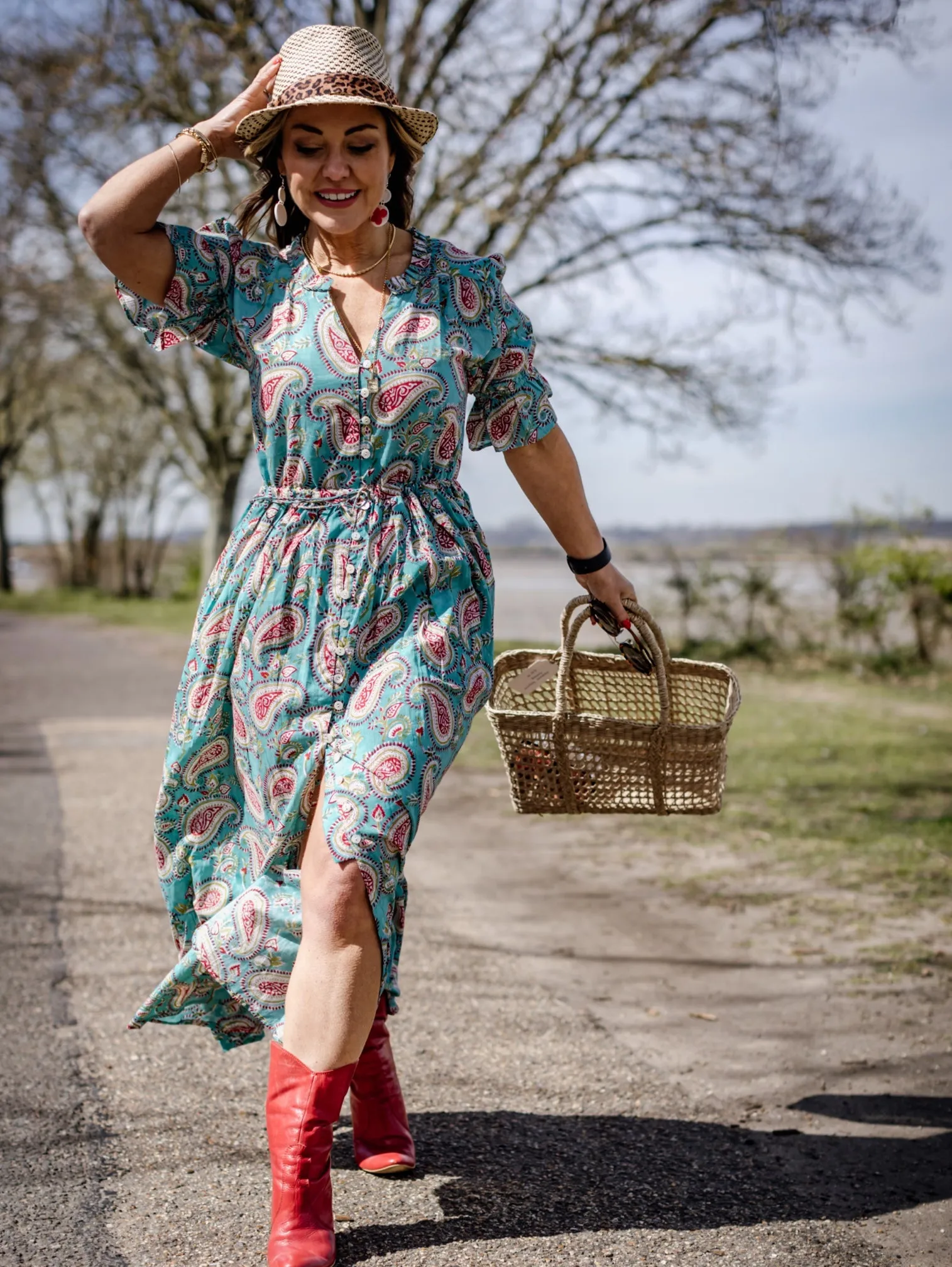 "CHERISH" SHIRTDRESS PAISLEY AZURE