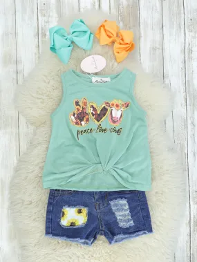 "Peace, Love, Cows" Denim Outfit