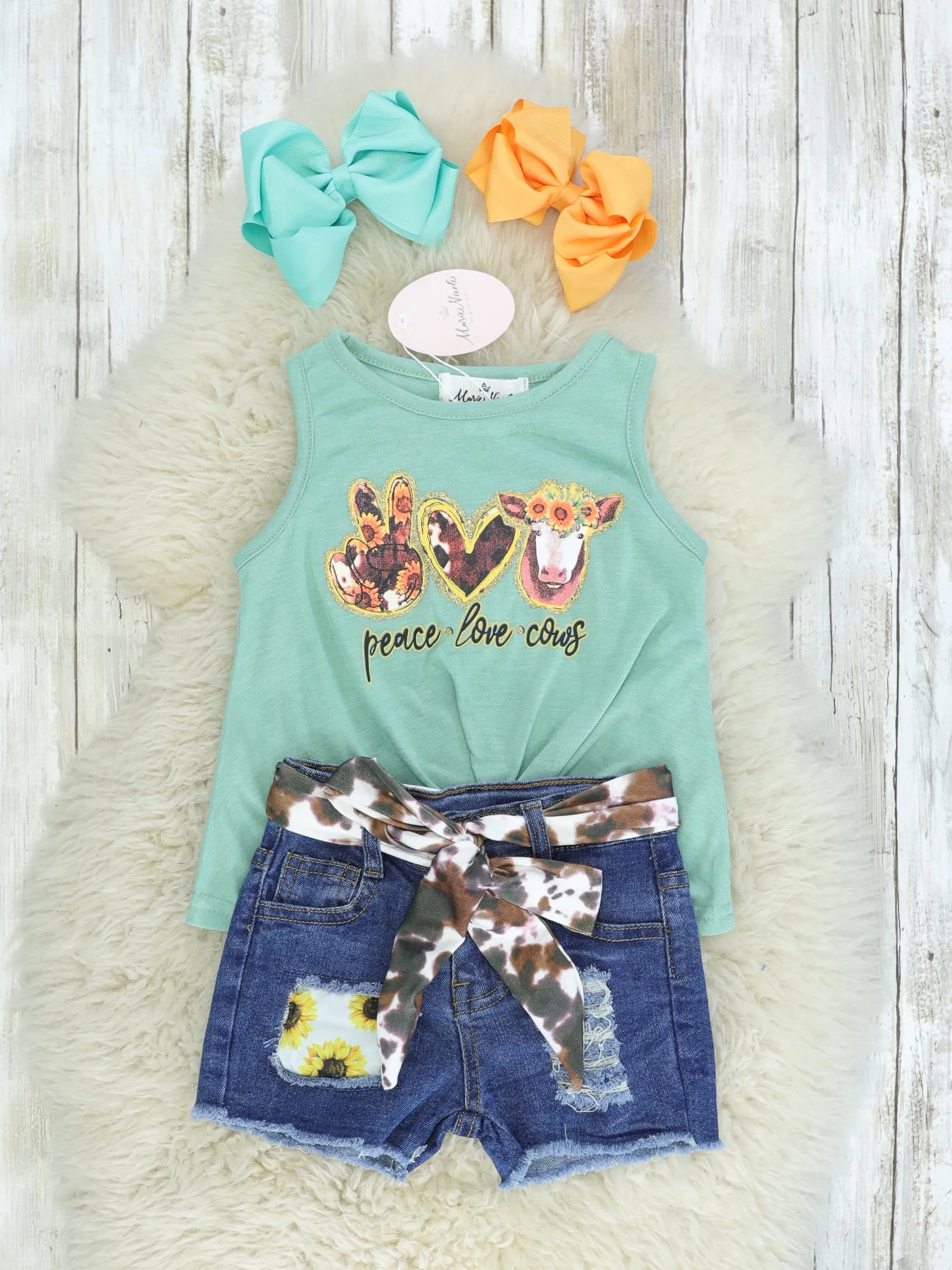 "Peace, Love, Cows" Denim Outfit