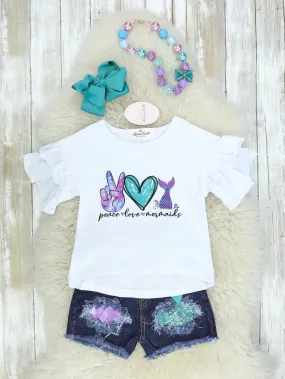 "Peace, Love, Mermaids" Distressed Denim Outfit