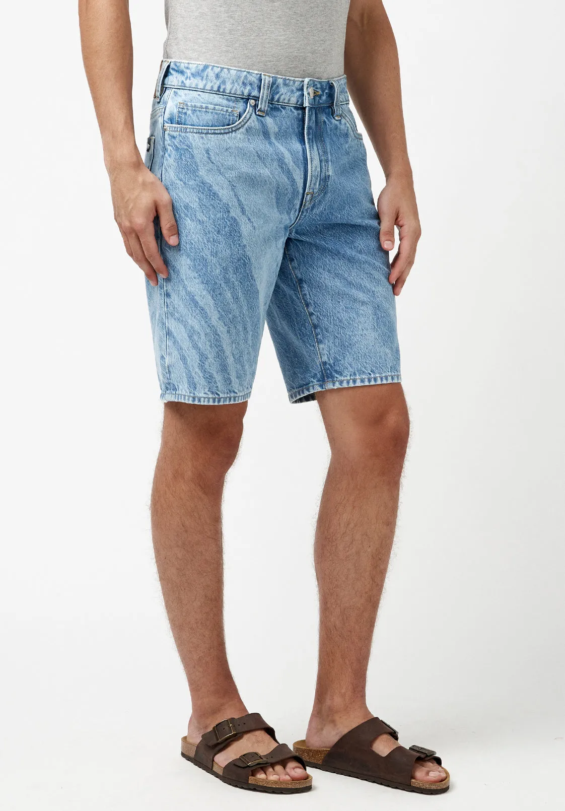 Relaxed Straight Dean Bleach Wave Shorts - BM22867