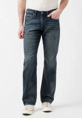 Relaxed Straight Driven Men’s Freedom Flex Jeans in Crinkled Blue - BM22843