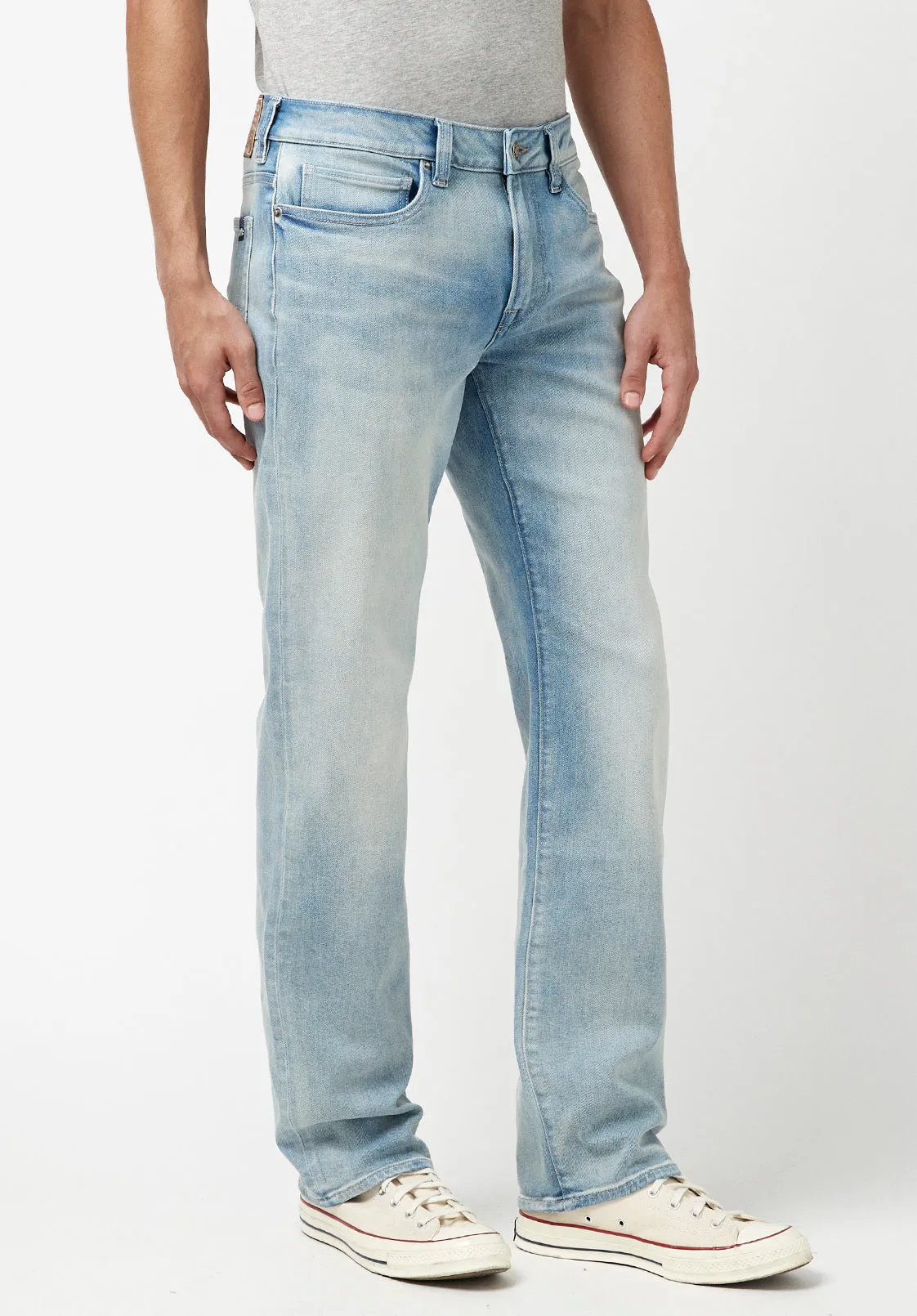 Relaxed Straight Driven Men's Jeans in Bleached Blue - BM22883