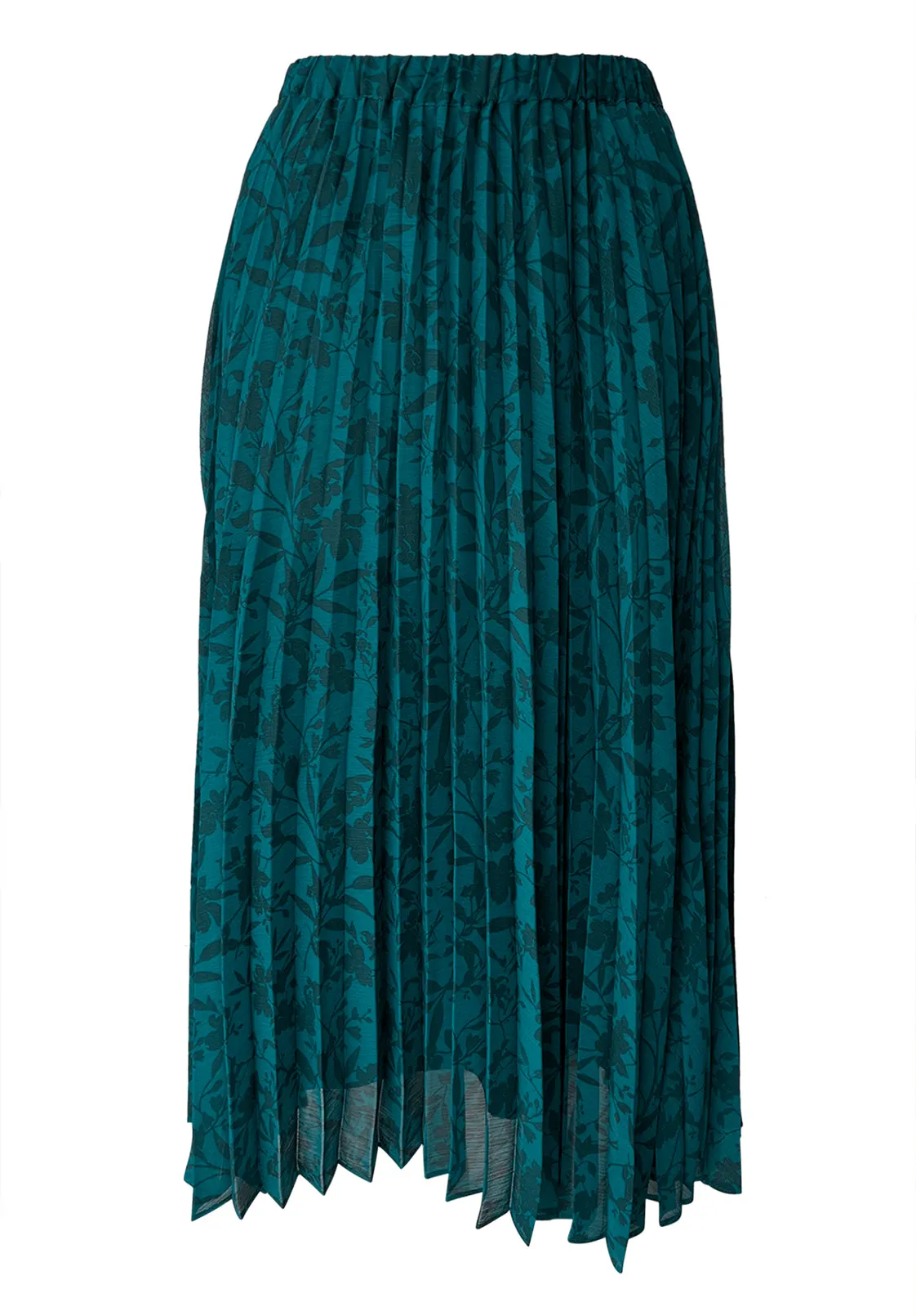 Roux Pleated Women's Skirt in Fall Floral Green - WS0004F