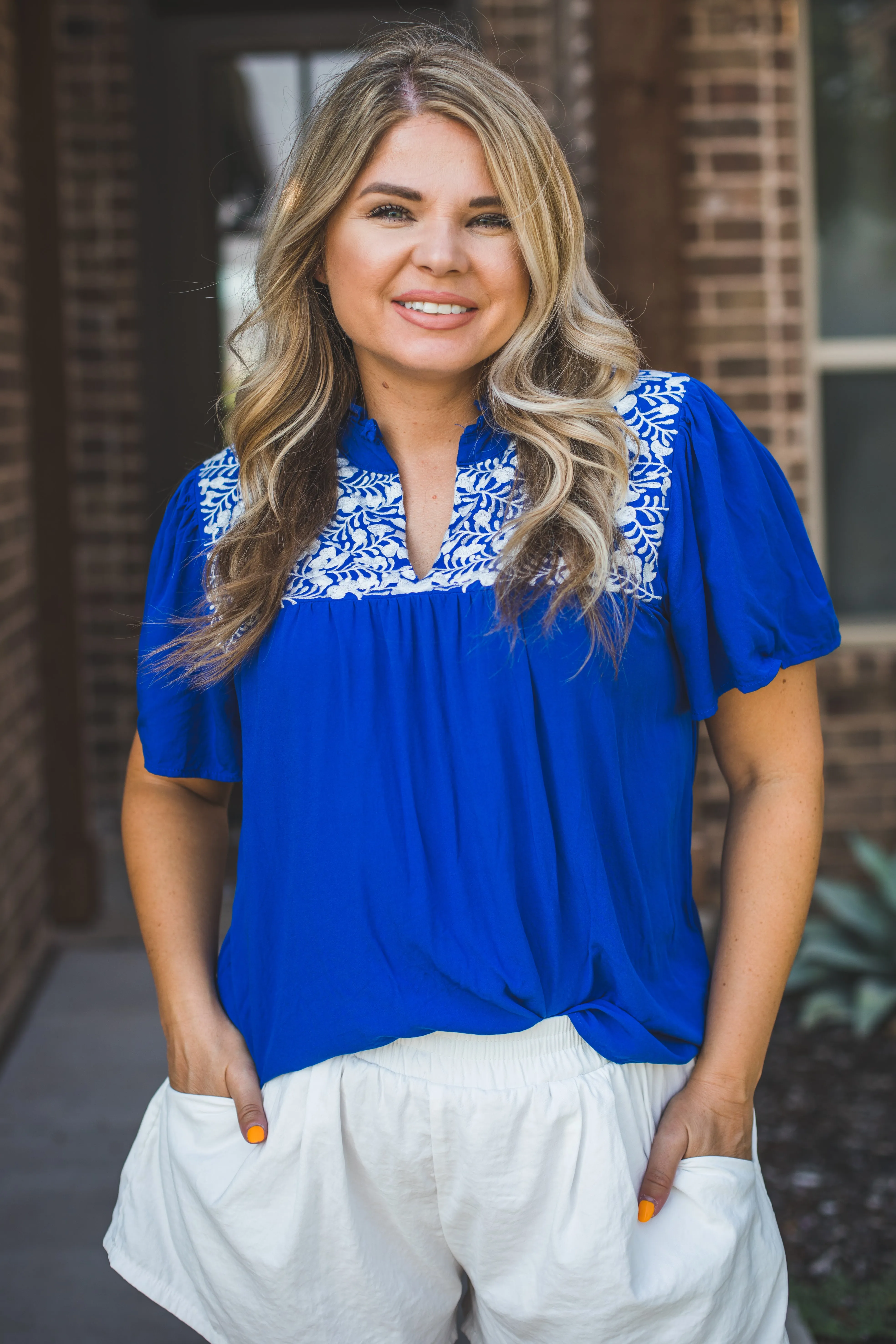 Royal Embroidered Top