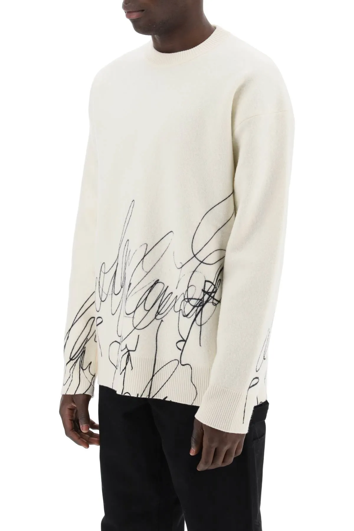 SCRIBBLE PRINT WOOL COTTA PULLOVER