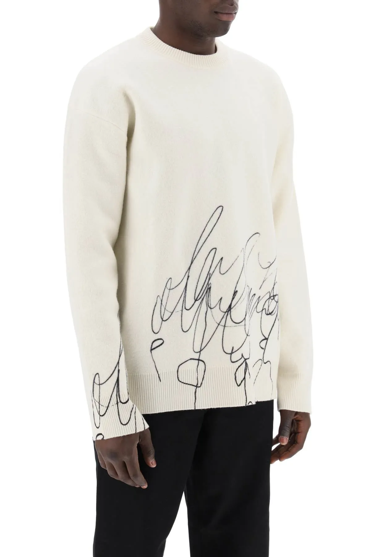 SCRIBBLE PRINT WOOL COTTA PULLOVER