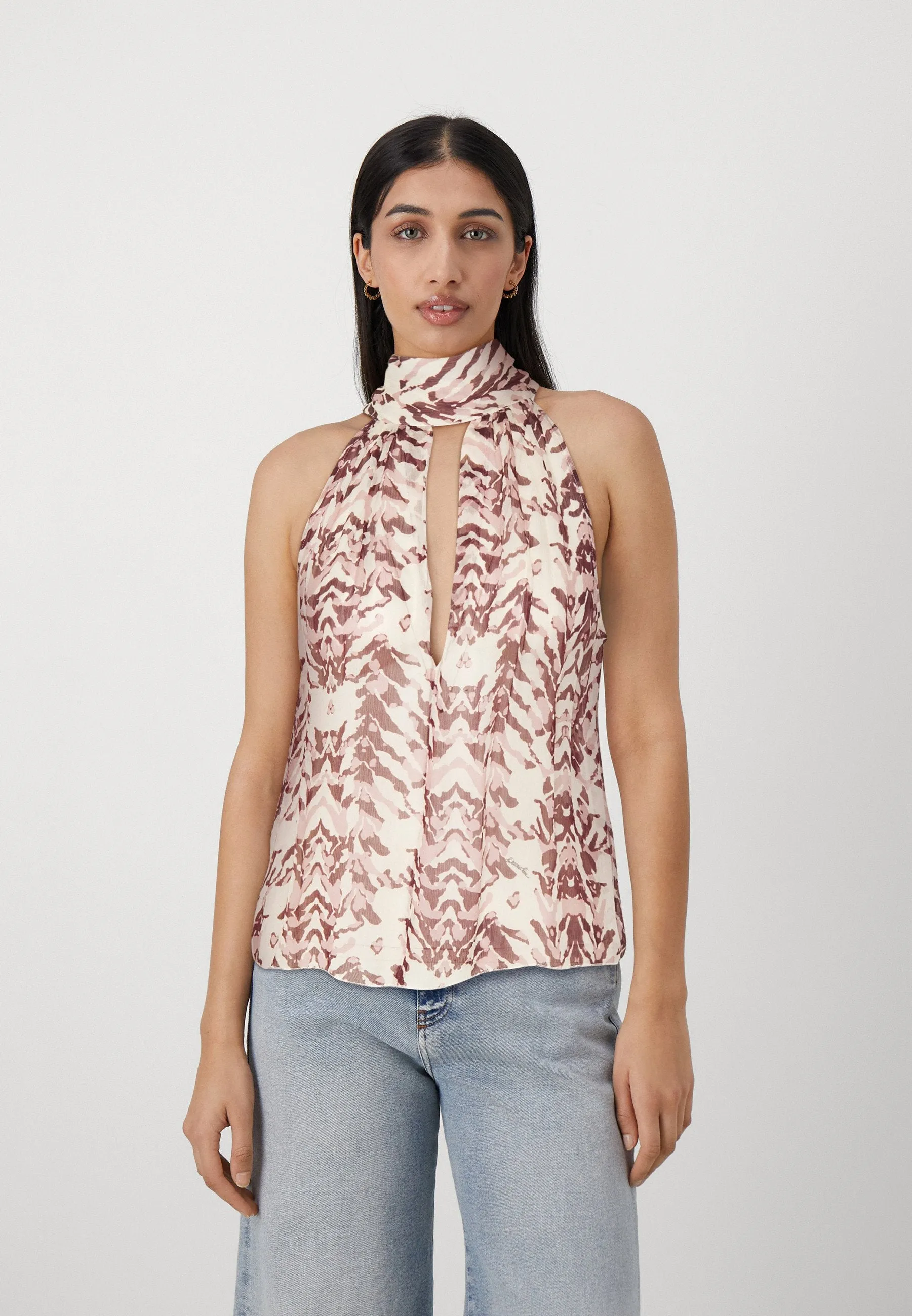 Sleeveless top shirt in viscose creponne