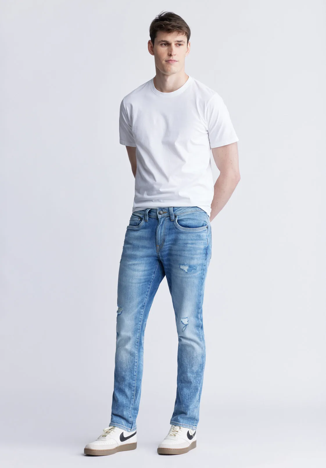 Slim Ash Men's Jeans in Veined and Rugged Blue - BM22865