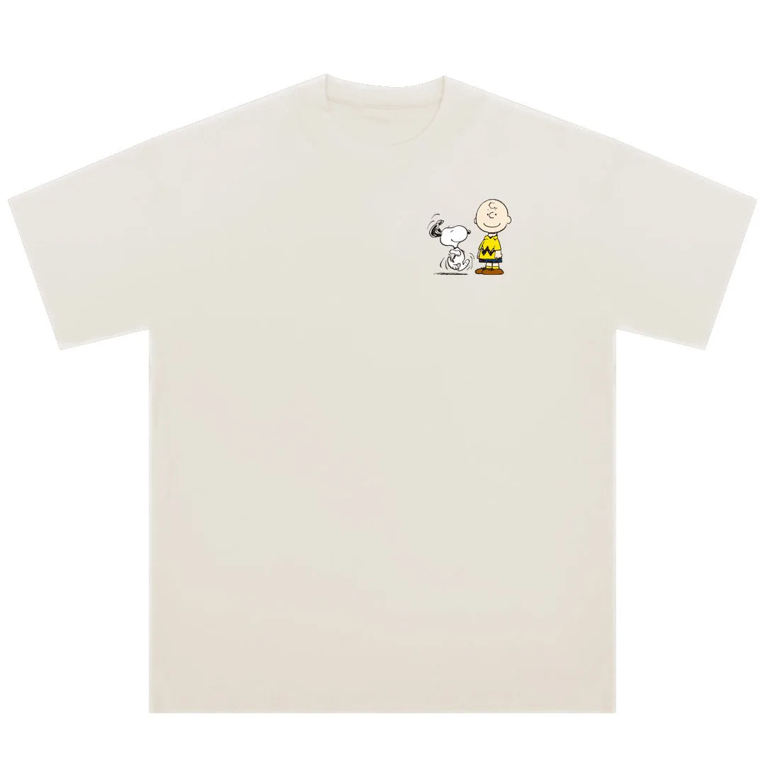 “Snoopy，PEACE&LOVE” Drop-Shoulder Oversized Tee - 2036