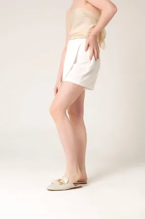 Stella Asymmetric Wrap Skort - White