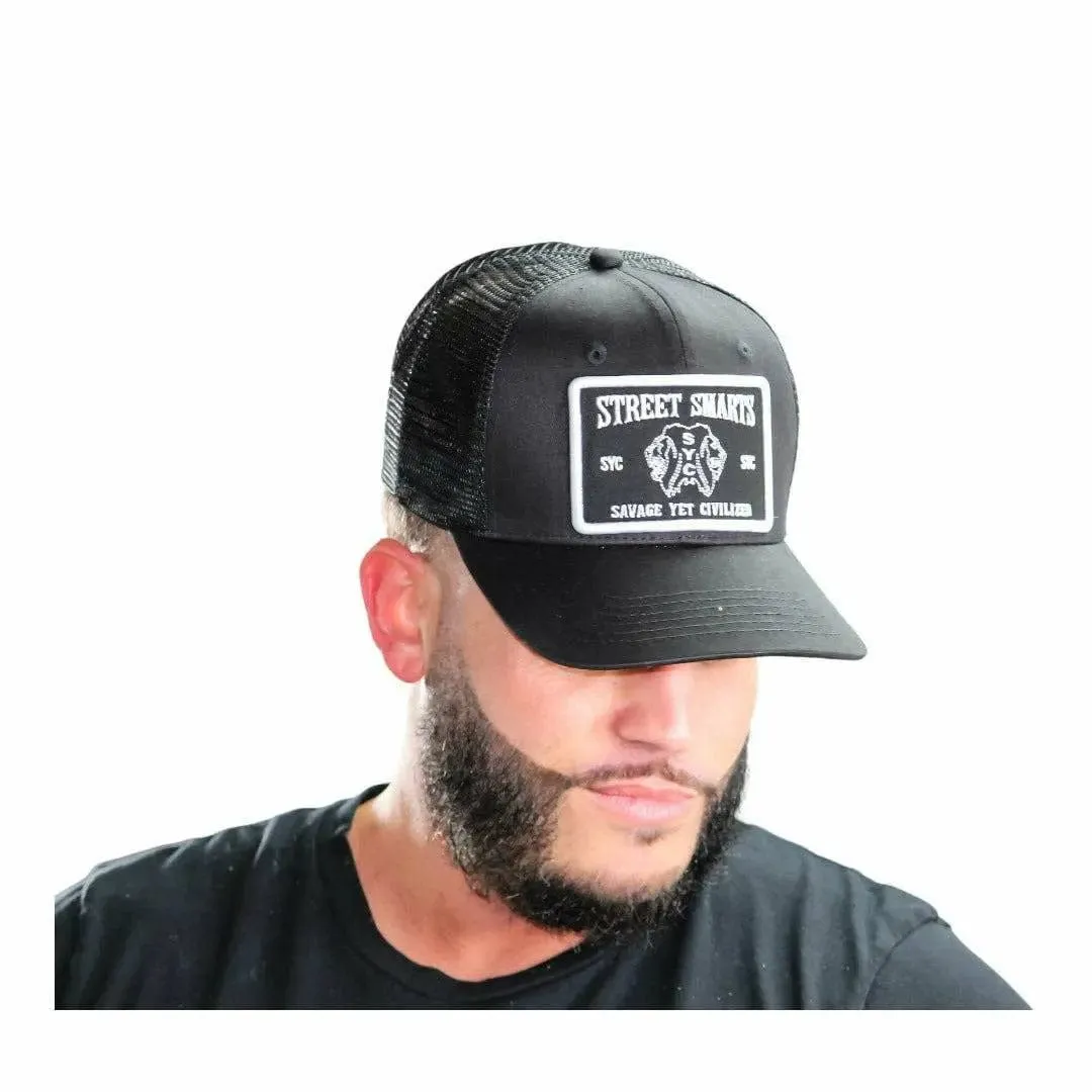 Street Smarts Corduroy Paisley Trucker Hat – Black