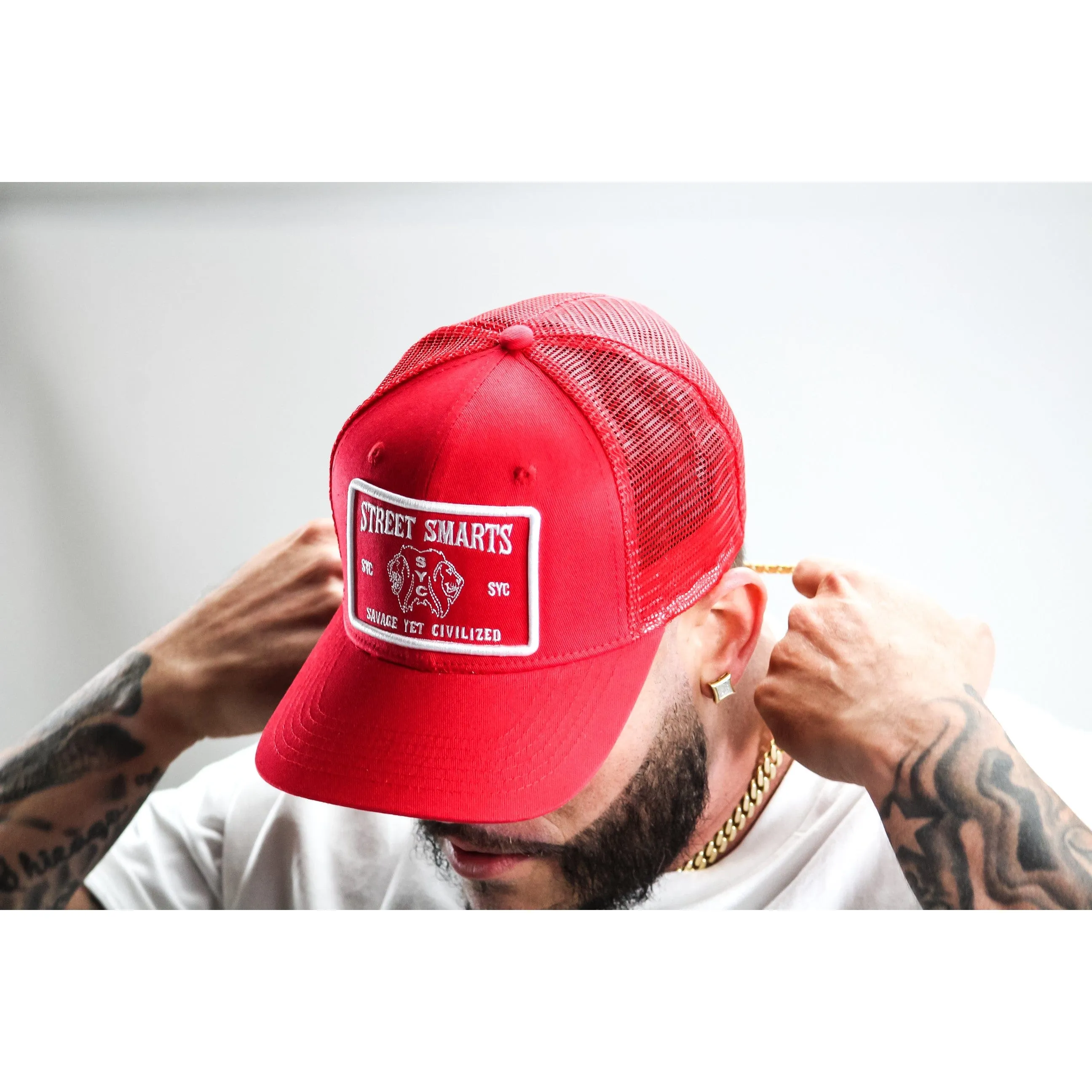 Street Smarts Corduroy Paisley Trucker Hat – Red