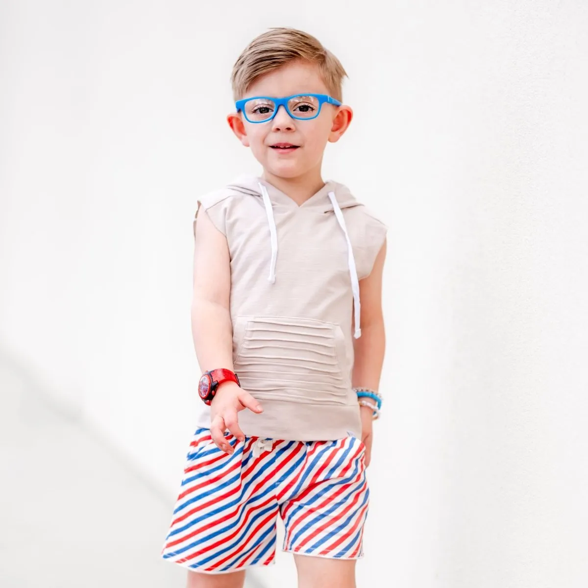 Summer Leisure Shorts- Americana Stripes