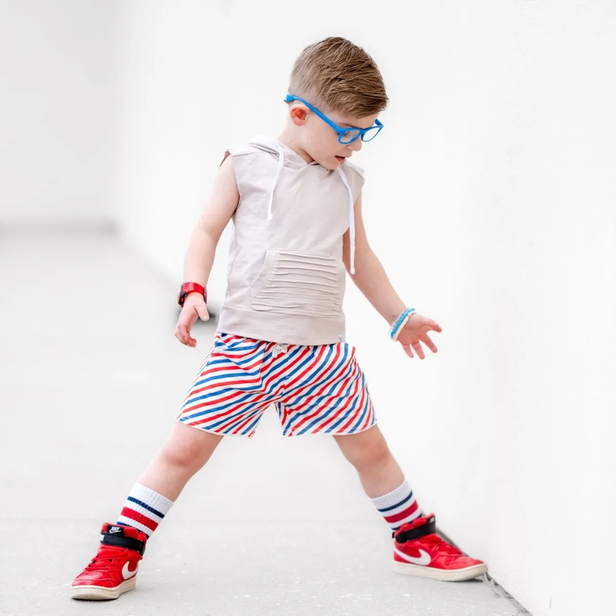 Summer Leisure Shorts- Americana Stripes