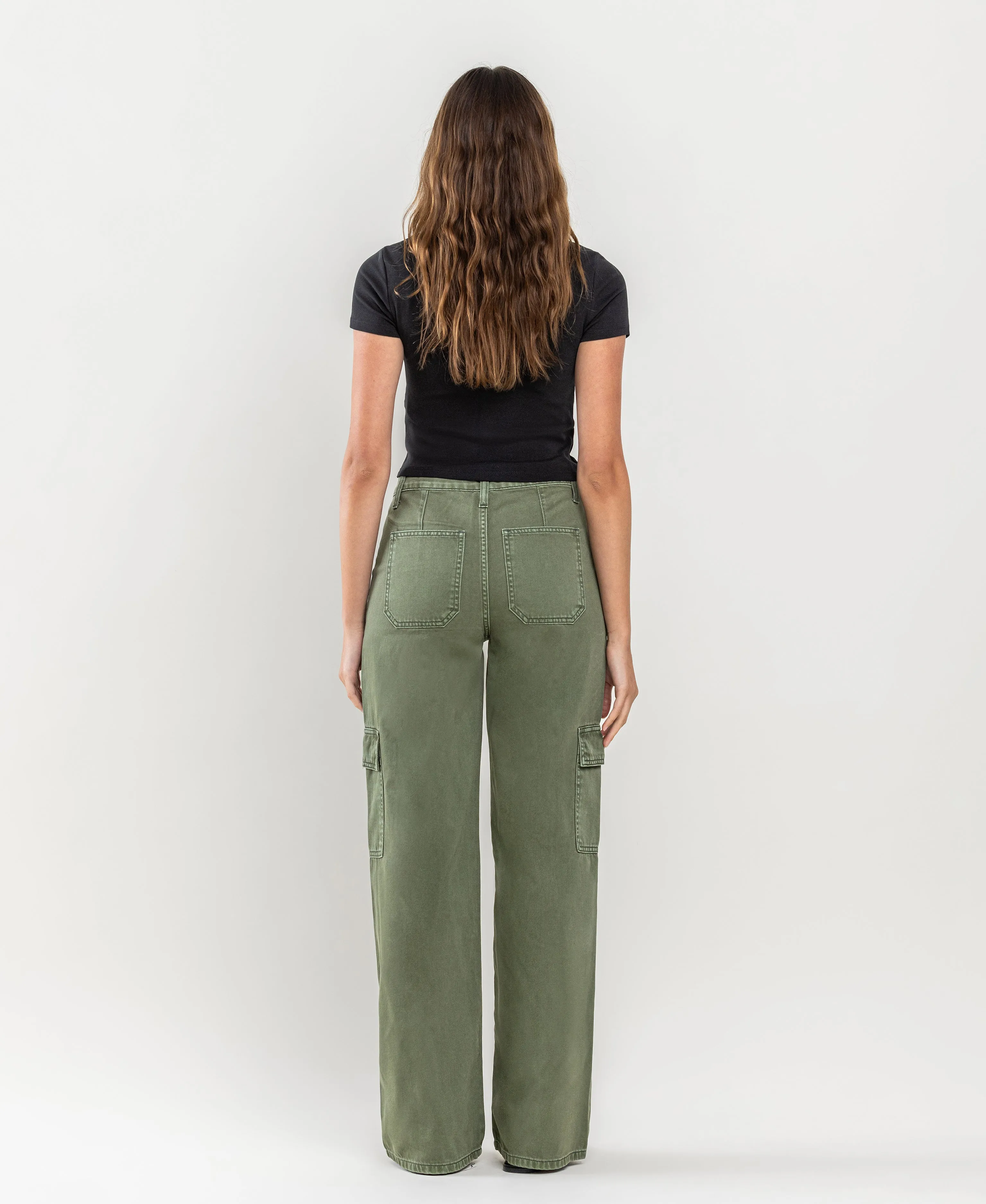 Thyme - High Rise Utility Cargo Wide Leg Jeans