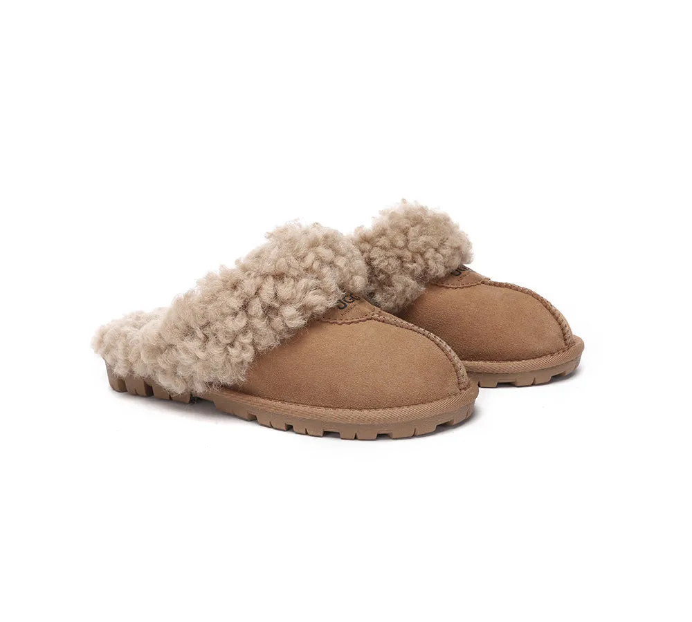 UGG Slippers Double Faced Sheepskin Wool Waffle Curly