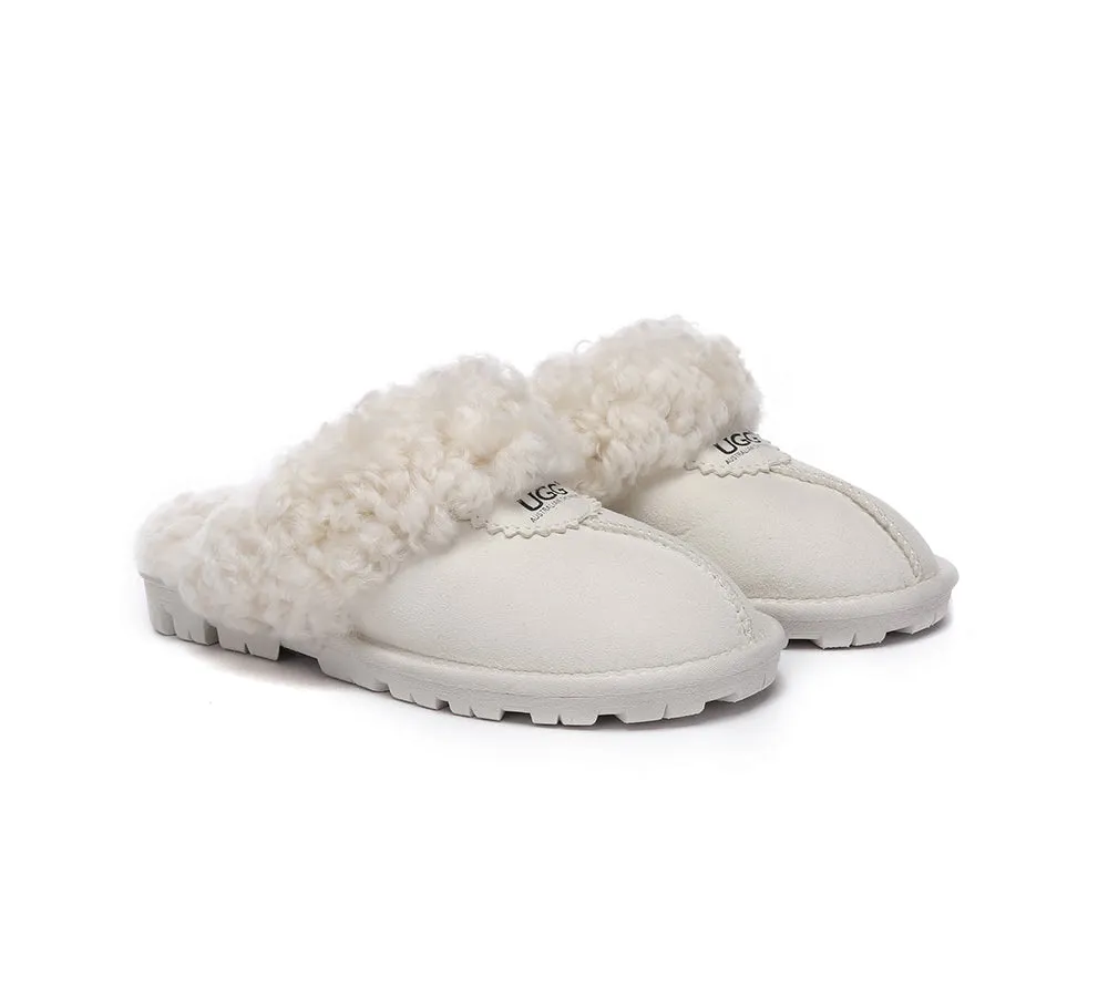 UGG Slippers Double Faced Sheepskin Wool Waffle Curly