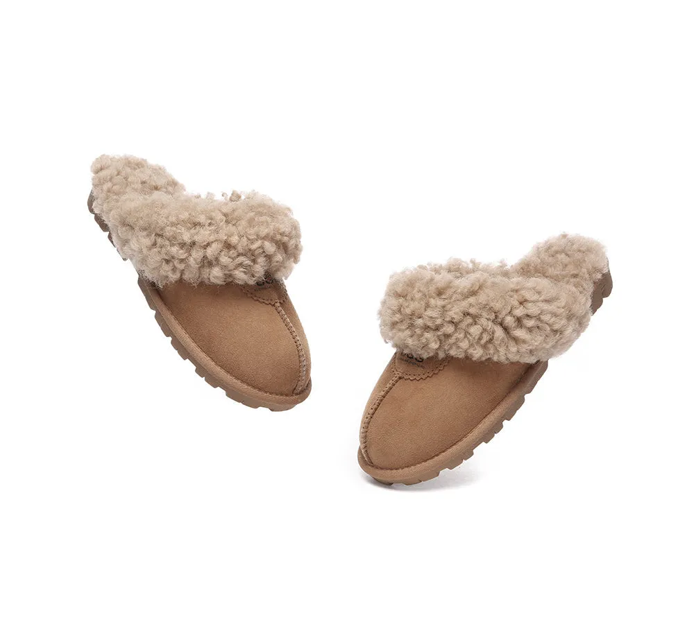 UGG Slippers Double Faced Sheepskin Wool Waffle Curly