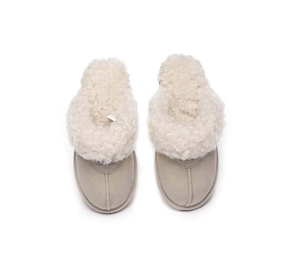 UGG Slippers Double Faced Sheepskin Wool Waffle Curly