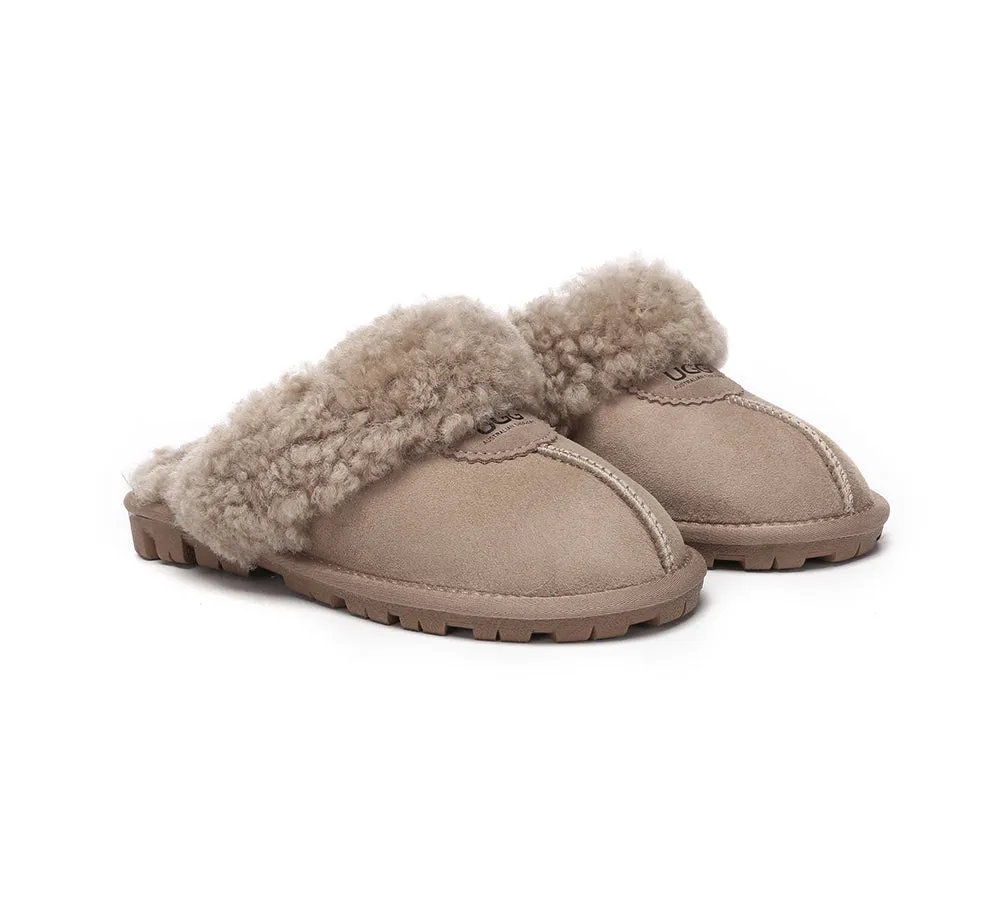 UGG Slippers Double Faced Sheepskin Wool Waffle Curly