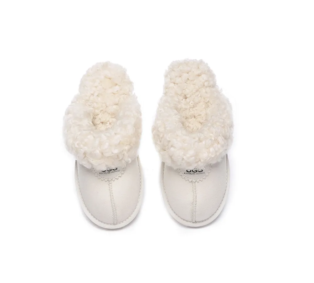 UGG Slippers Double Faced Sheepskin Wool Waffle Curly