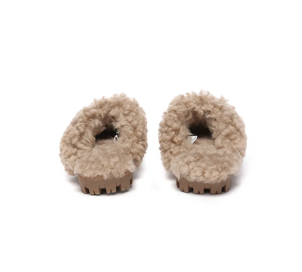 UGG Slippers Double Faced Sheepskin Wool Waffle Curly