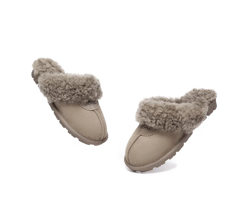 UGG Slippers Double Faced Sheepskin Wool Waffle Curly