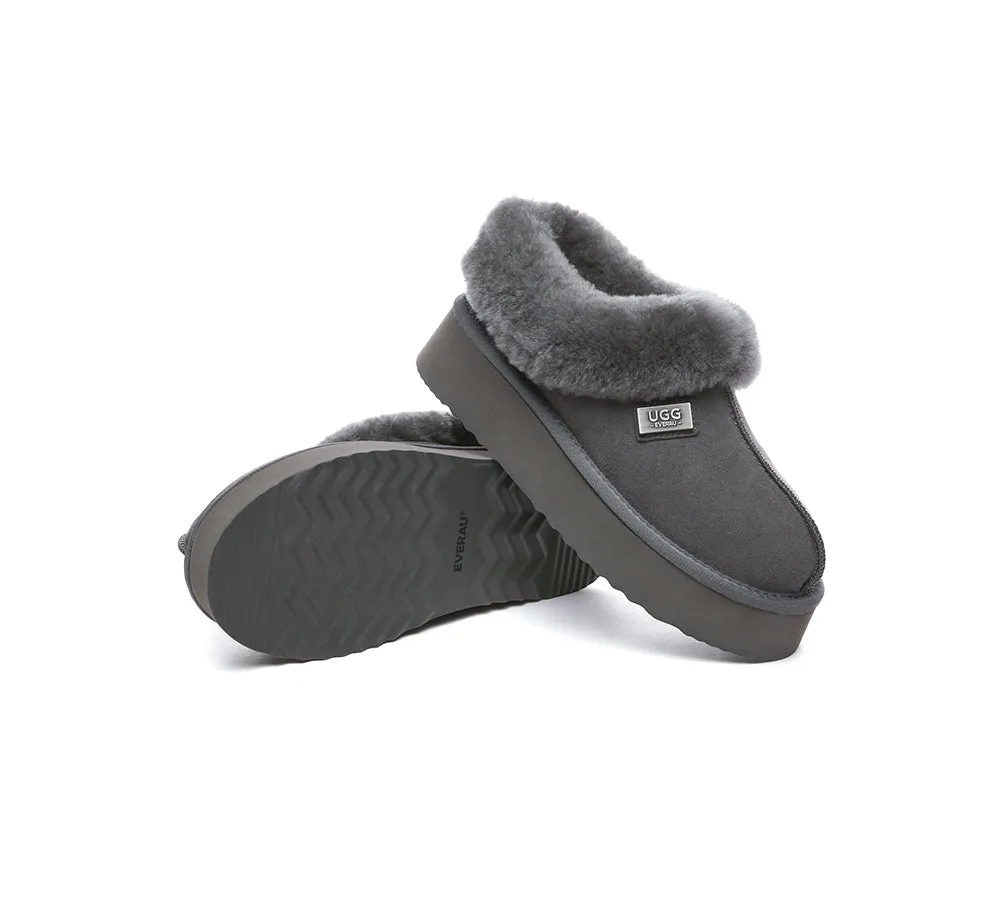 UGG Slippers Women Sheepskin Wool Collar Ankle Platform Ankle Booties Gabri