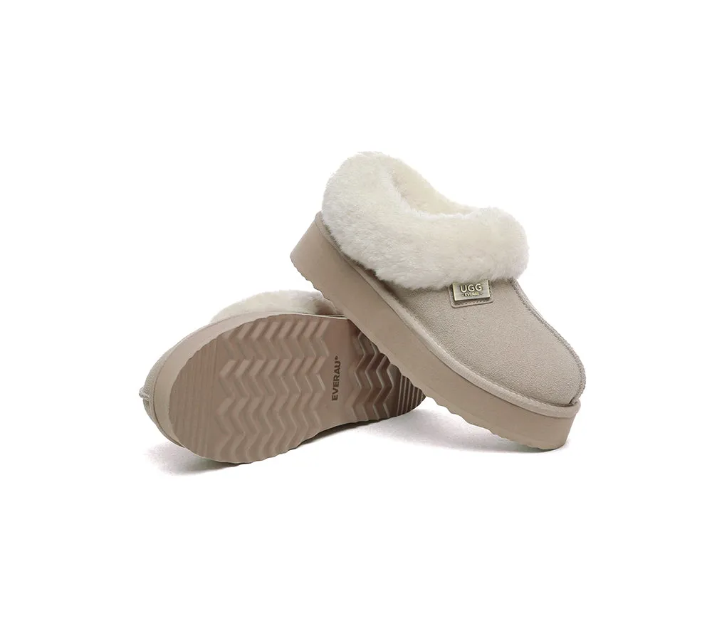 UGG Slippers Women Sheepskin Wool Collar Ankle Platform Ankle Booties Gabri