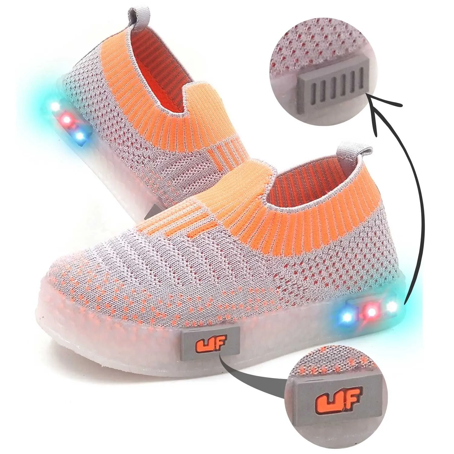 URBANFEET  BREATHABLE SLIP-ON SHOES WITH LED LIGHTS