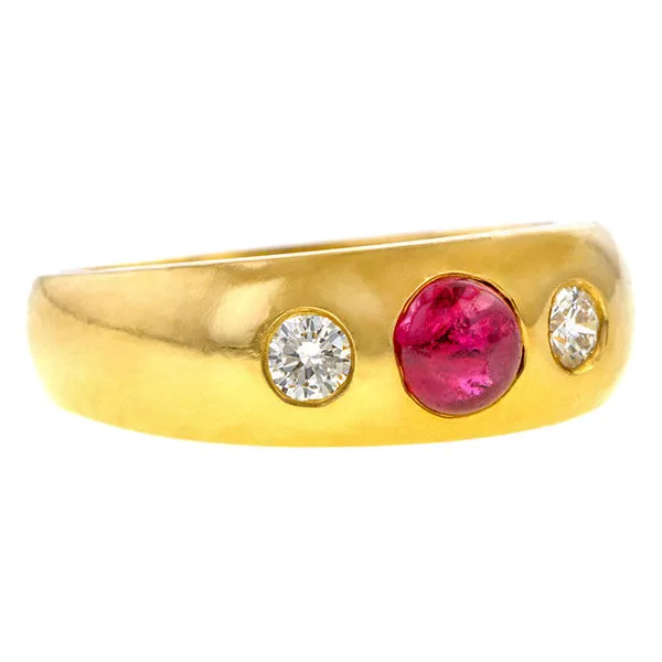 Vintage Cabochon Ruby & Diamond Ring