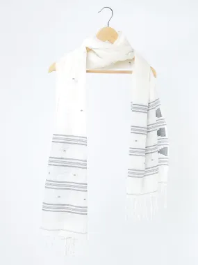 White Muslin Cotton Jamdani Stole