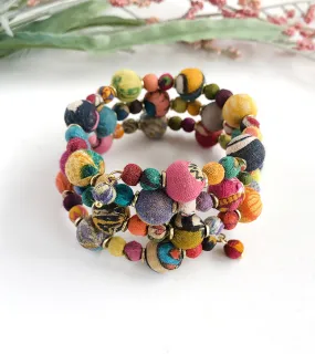 Winding Kantha Bauble Bracelet