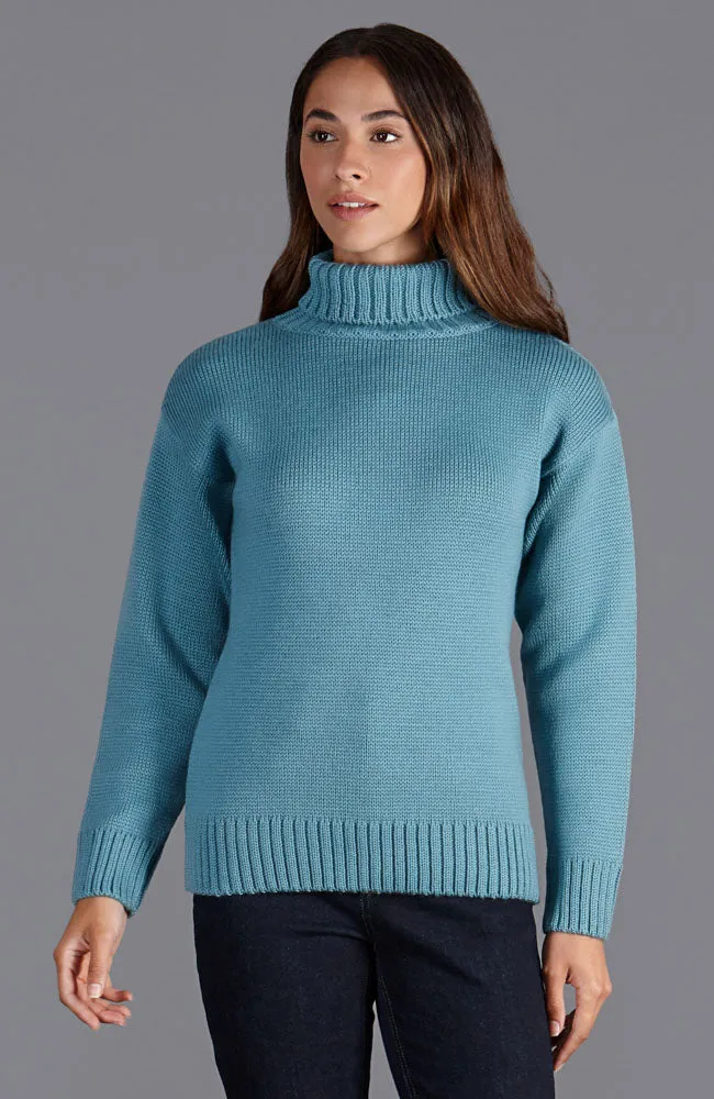 Womens Chunky Merino Wool Submariner Roll Neck Jumper