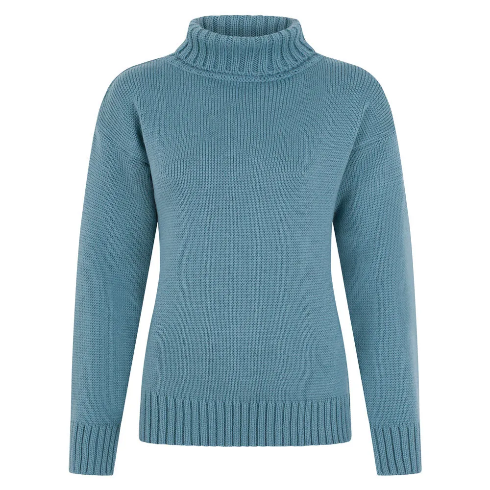 Womens Chunky Merino Wool Submariner Roll Neck Jumper