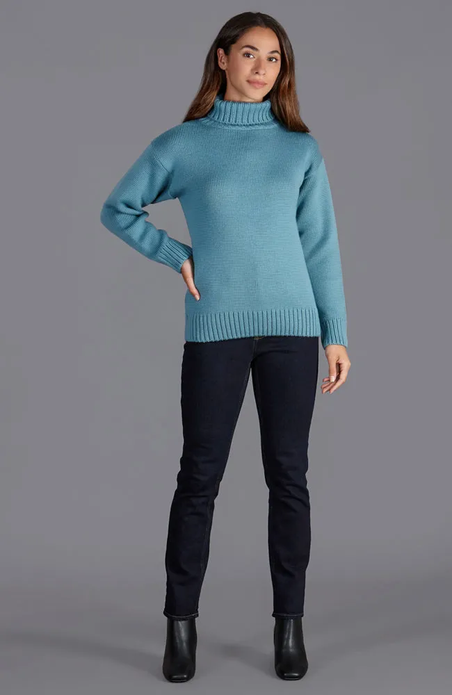 Womens Chunky Merino Wool Submariner Roll Neck Jumper