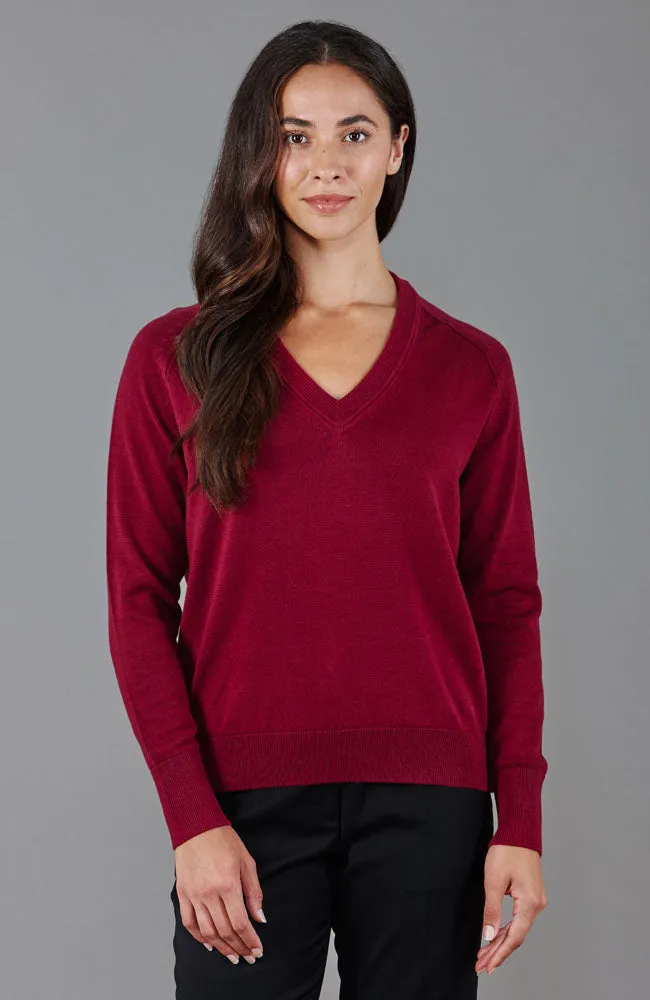 Womens Lightweight Cotton Deep V Neck Jumper