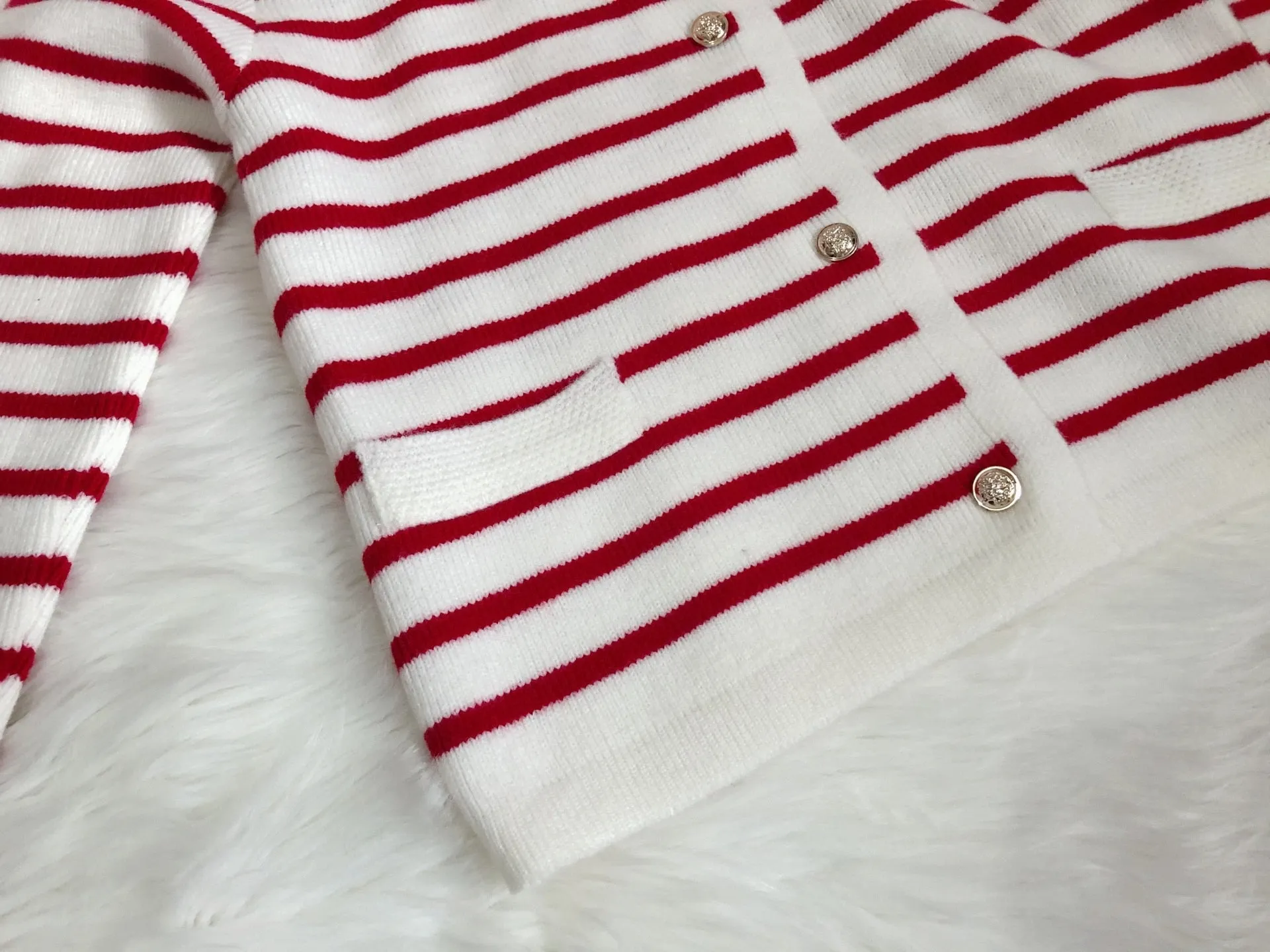 Women's Striped Knit Cardigan Sweater